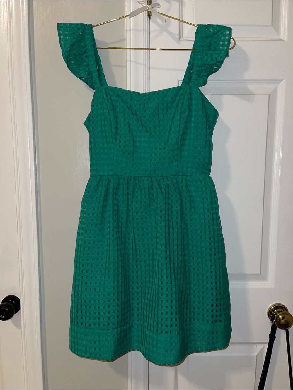 City Studio Emerald Green Gingham Mini Dress Size 7/8